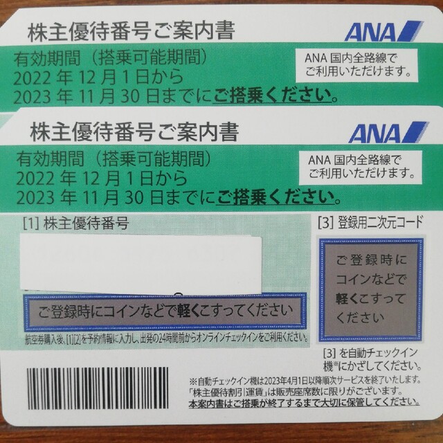 ANA 株主優待券 2枚 man2brebes.sch.id