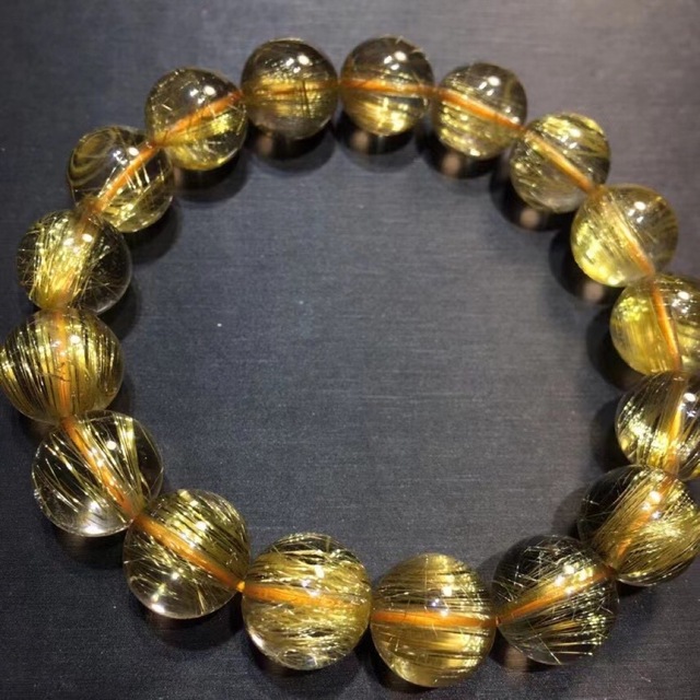 ⭐︎【天然】ゴールド ルチル クオーツ ブレスレット 12mm - www