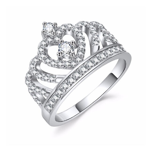 レディース リング 指輪  ダイヤモンドリング 王冠 ジルコニア CZダイヤ レディースのアクセサリー(リング(指輪))の商品写真