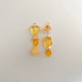 ハンドメイド ピアス イヤリング オタ活 推し活 韓国 オレンジ #B(ピアス)