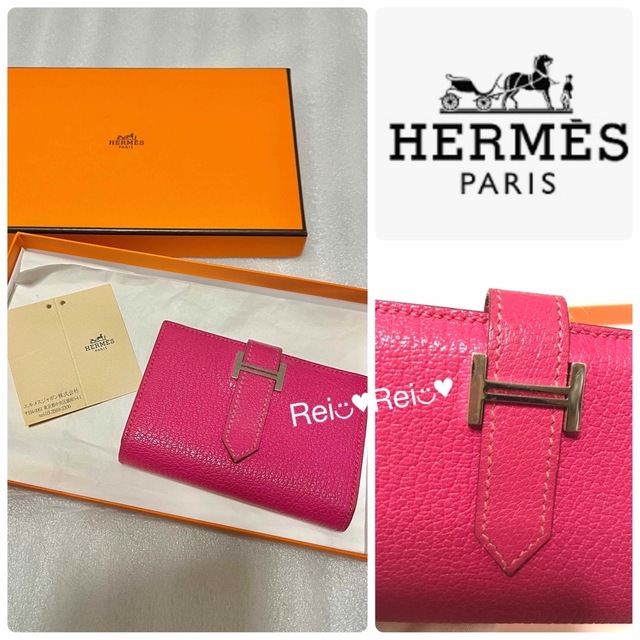 値下げ可❣️HERMES ベアンミニ ピンク×シルバー財布