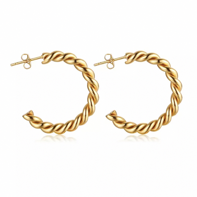 Ron Herman(ロンハーマン)のTwist Hoop Earrings / gold / #210 レディースのアクセサリー(ピアス)の商品写真