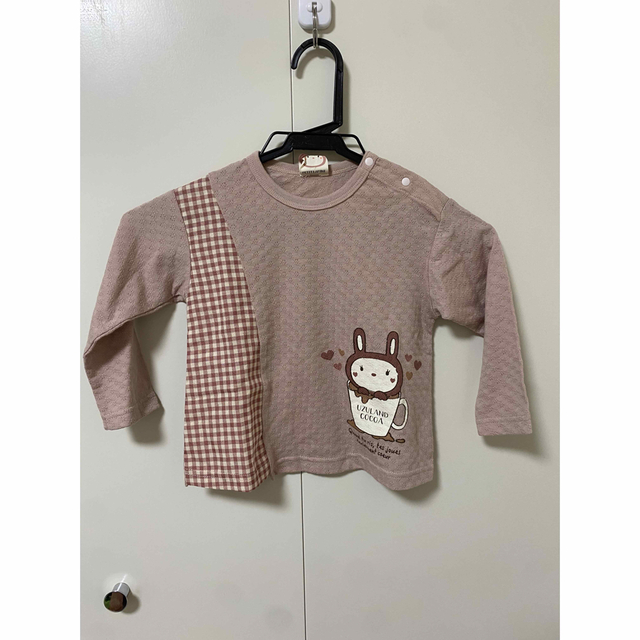 ロンT  長袖　シャツ　くすみカラー　ピンク　うさぎ　ベビー服　UZULAND キッズ/ベビー/マタニティのキッズ服女の子用(90cm~)(Tシャツ/カットソー)の商品写真