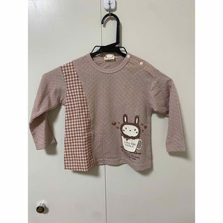 ロンT  長袖　シャツ　くすみカラー　ピンク　うさぎ　ベビー服　UZULAND(Tシャツ/カットソー)