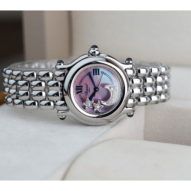 Chopard(ショパール)の美品 ショパール ハッピースポーツ ピンクシェル レディース Chopard レディースのファッション小物(腕時計)の商品写真