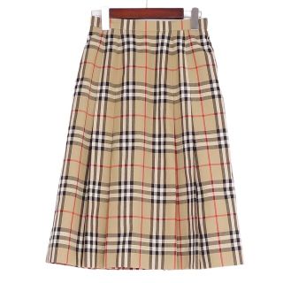 バーバリー(BURBERRY)の美品 Vintage バーバリー Burberrys スカート プリーツスカート ひざ丈 チェック柄 ウール ボトムス レディース 9AR(M相当) ベージュ(ひざ丈スカート)