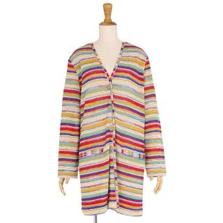 美品 ミッソーニ MISSONI ニット カーディガン チュニック ロングスリーブ トップス レディース 44(L相当) マルチカラー(カーディガン)