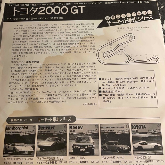 トヨタ2000gt サーキット爆走シリーズ　 エンタメ/ホビーの雑誌(音楽/芸能)の商品写真