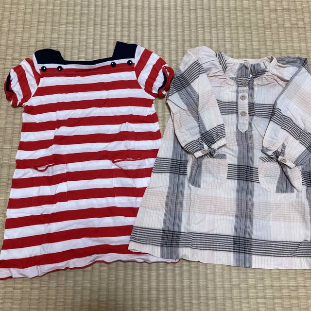 PETIT BATEAU(プチバトー)の美品　プチバトー　ワンピース2枚セット　長袖　半袖　70 80 キッズ/ベビー/マタニティのベビー服(~85cm)(ワンピース)の商品写真