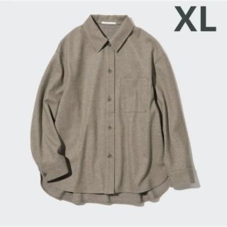 ユニクロ(UNIQLO)のUNIQLO ブラッシュドジャージーシャツジャケット XL BEIGE ベージュ(シャツ/ブラウス(長袖/七分))