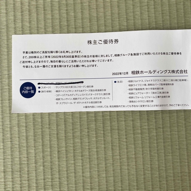 相鉄ホールディングス株主優待券 チケットの優待券/割引券(ショッピング)の商品写真
