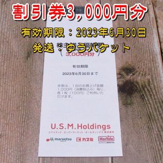 USMH 株主優待券 3000円分◆マルエツ・カスミ・マックスバリュ関東(ショッピング)