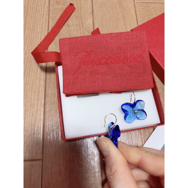 希少】K18 バカラ オルテンシア ピアス スカイブルー 水色