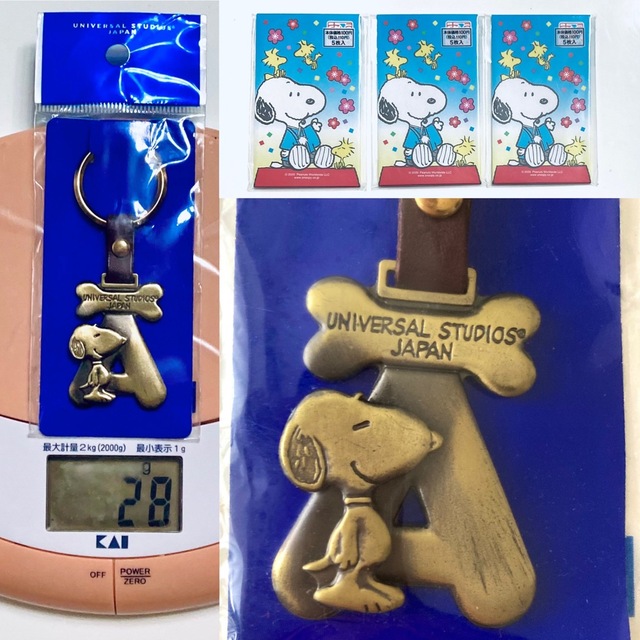 SNOOPY(スヌーピー)のUSJ限定　 SNOOPY キーホルダー　ポチ袋3セット　未開封　新品 エンタメ/ホビーのアニメグッズ(キーホルダー)の商品写真