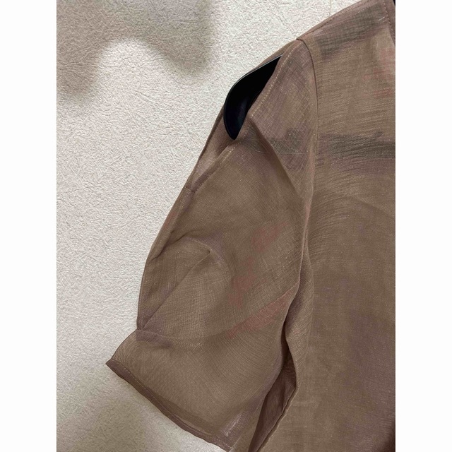 amuir シアーパフスリーブ  ブラウン レディースのトップス(シャツ/ブラウス(半袖/袖なし))の商品写真