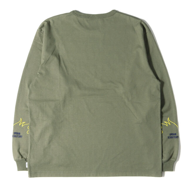 W)taps(ダブルタップス)のWTAPS ダブルタップス Tシャツ フレイム刺繍 ヘビー ロングスリーブ クルーネックTシャツ DRIFTERS / LS 20AW オリーブドラブ S トップス カットソー 長袖【メンズ】【中古】【美品】 メンズのトップス(Tシャツ/カットソー(七分/長袖))の商品写真