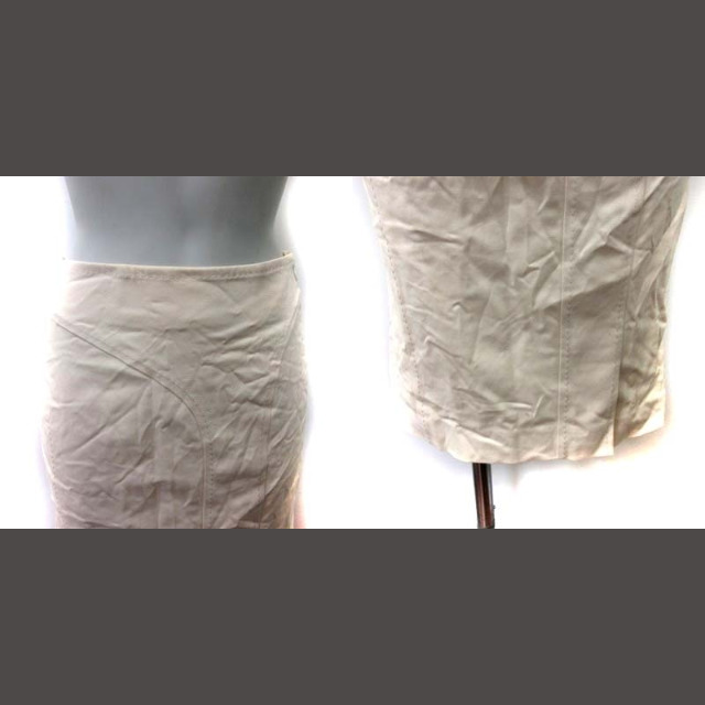 ELLE(エル)のエル スーツ ステンカラージャケット タイトスカート ひざ丈 38 ベージュ レディースのフォーマル/ドレス(スーツ)の商品写真
