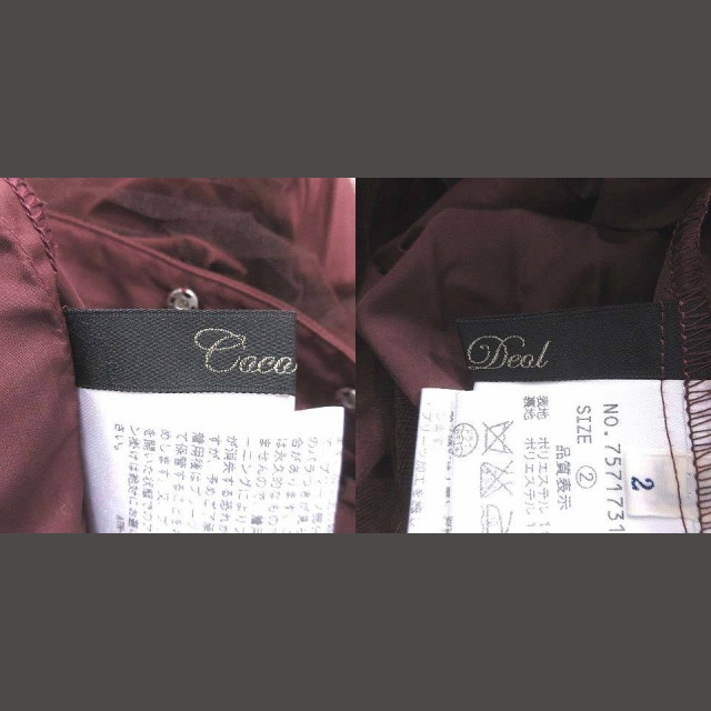 COCO DEAL(ココディール)のココディール チュールスカート プリーツ フレア ひざ丈 2 赤 ボルドー レディースのスカート(ひざ丈スカート)の商品写真