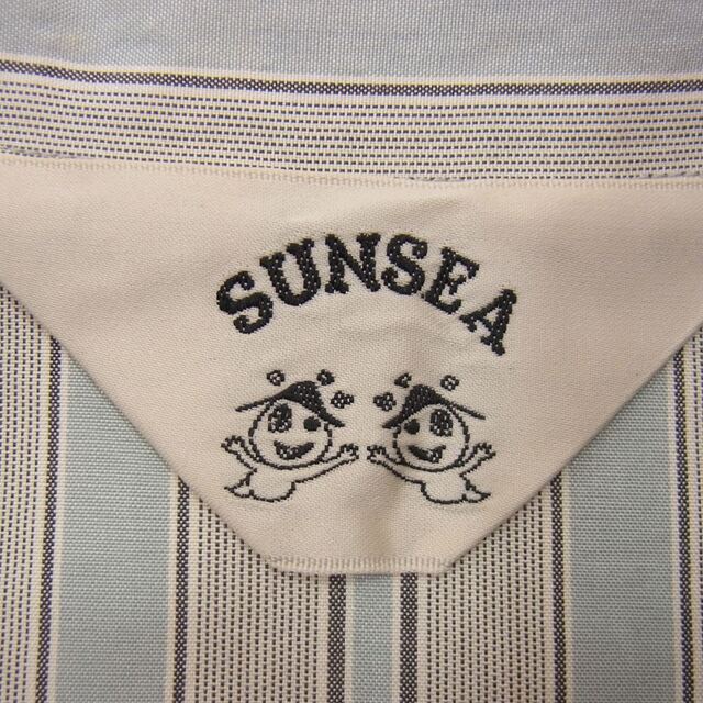 SUNSEA(サンシー)のSUNSEA サンシー 14SS SNS-14S14 シルク100％ ストライプ オープンカラー 長袖 シャツ ライトブルー系 2【中古】 メンズのトップス(シャツ)の商品写真