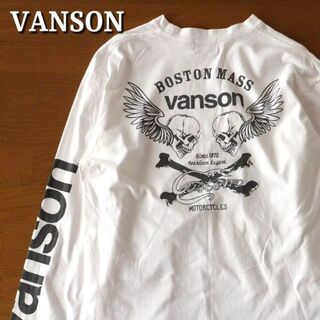 美品 vanson バンソン バックロゴ 刺繍 長袖 Ｔシャツ ロンＴ アメカジ