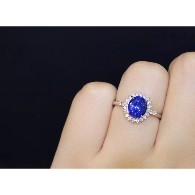 Worldstoneのリング天然 ロイヤルブルーサファイア ダイヤ リング1.88ct k18 f