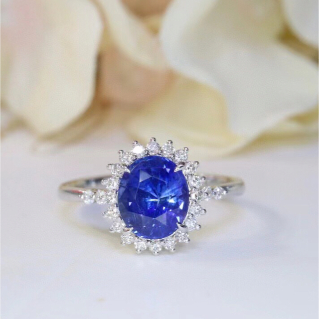 最大12%OFFクーポン 天然 f k18 リング1.88ct ダイヤ ロイヤルブルー