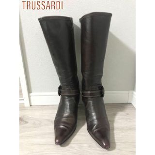 トラサルディ(Trussardi)の【美品】TRUSSARDI トラサルディ レザー ロングブーツ サイズ 23(ブーツ)