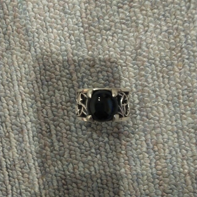 シルバー９２５オニキスリング　16号 メンズのアクセサリー(リング(指輪))の商品写真