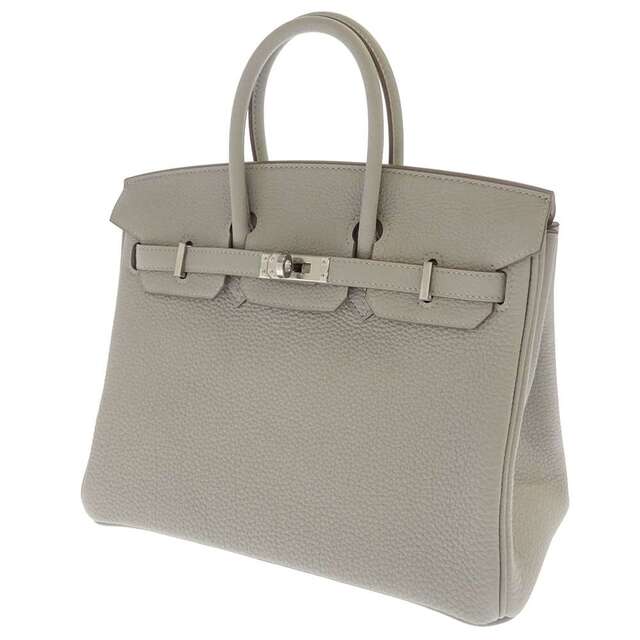 セール特価 - Hermes エルメス ハンドバッグ Birkin HERMES U刻印 トゴ パールグレー/ナタ/シルバー金具 ヴェルソ バーキン25 ハンドバッグ