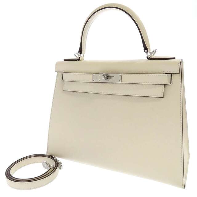 【海外限定】 外縫い ケリー28 ハンドバッグ エルメス - Hermes ナタ/シルバー金具 2wayバッグ Kelly HERMES U刻印 ヴォーエプソン ハンドバッグ