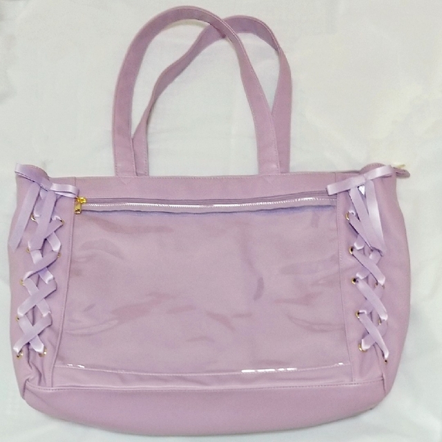 WEGO レースアップ 痛バ Lサイズ 紫 パープル 無地 A4 サイズ レディースのバッグ(トートバッグ)の商品写真