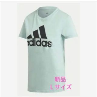 アディダス(adidas)のadidas レディース Tシャツ カットソー 半袖 ロゴ 新品 Ｌサイズ(Tシャツ(半袖/袖なし))