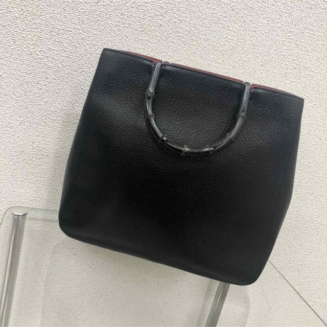 Gucci   GUCCI グッチ◇バンブー◇ハンドバッグ◇革 スエード◇黒 赤の