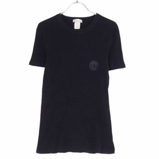 美品 ヴェルサーチ VERSACE Tシャツ カットソー 半袖 ショートスリーブ メデューサ ロゴ柄 トップス メンズ XS ブラック