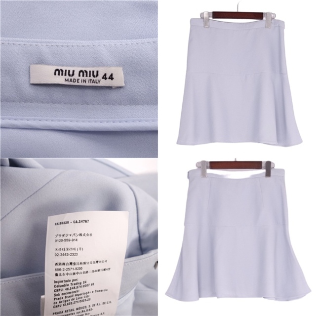 美品 ミュウミュウ miumiu スカート フレアスカート ショートスカート 無地 ボトムス レディース 44(L相当) ブルー