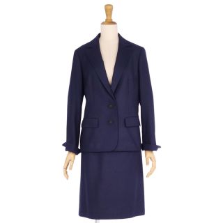 ランバンオンブルー(LANVIN en Bleu)の美品 ランバン LANVIN COLLECTION セットアップ スカートスーツ テーラードジャケット タイトスカート レディース 40(M相当) ネイビー(スーツ)