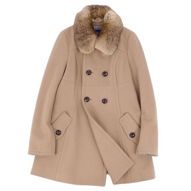 BURBERRY(バーバリー)のバーバリー ブルーレーベル BURBERRY BLUE LABEL コート ハーフコート ラビットファー ダブルブレスト アウター レディース 38(M相当) ブラウン レディースのジャケット/アウター(その他)の商品写真