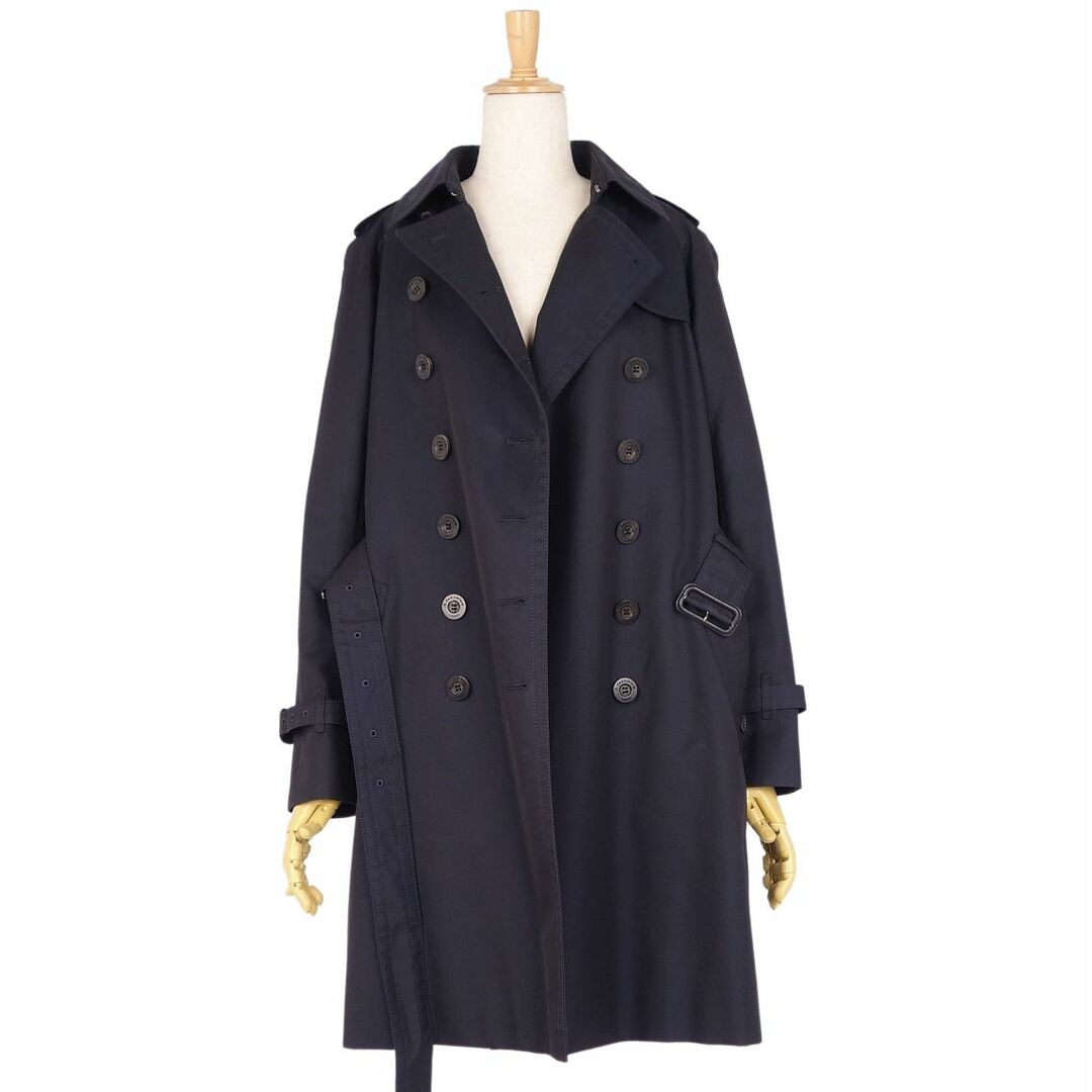 美品 アクアスキュータム Aquascutum LONDON コート トレンチコート 裏チェック コットン レディース アウター 6(M相当) ネイビー