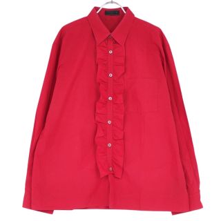 プラダ PRADA シャツ 2way コットン ドレスシャツ メンズ 長袖 ロングスリーブ トップス 43/17(L相当) レッド