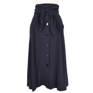 マックスマーラ(Max Mara)の美品 マックスマーラ Max Mara スカート 白タグ ストレッチ ロングスカート レディース ボトムス イタリア製 IJ36 USA2 FB34(S相当) ネイビー(ひざ丈スカート)