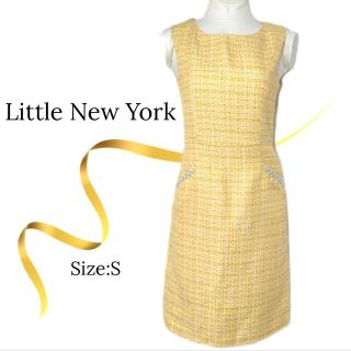 リトルニューヨーク(Little New York)の★美品★リトルニューヨーク　ワンピース　ノースリーブ　ツィード　オレンジ　春色(ひざ丈ワンピース)