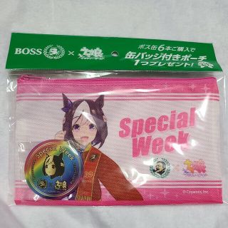 ボス(BOSS)のウマ娘　BOSSコラボ　缶バッジ付きポーチ　スペシャルウィーク(ノベルティグッズ)