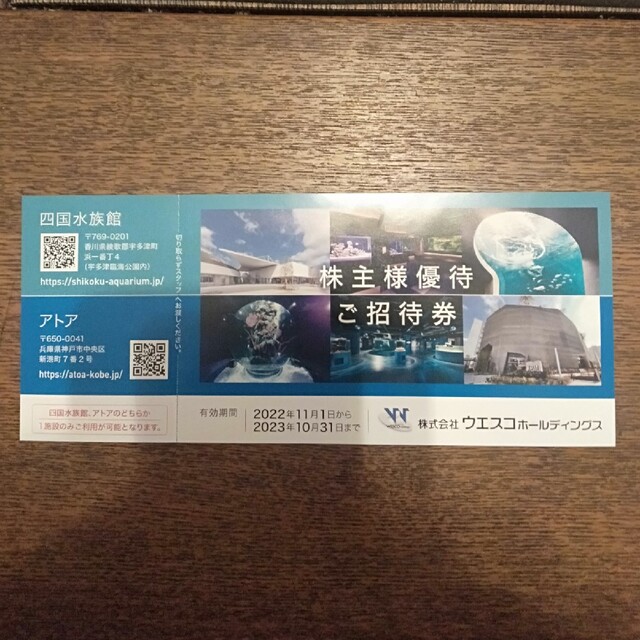 ウエスコホールディングス　株主優待券　１枚 チケットの施設利用券(水族館)の商品写真