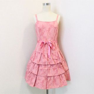 エミリーテンプルキュート(Emily Temple cute)の美品♡エミキュ♡バンビ柄ノースリーブワンピース（ピンク）(ひざ丈ワンピース)