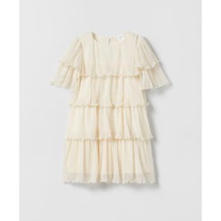 ザラキッズ(ZARA KIDS)のZARAKIDS*フリルデザインチュールワンピース*エクリュ*140(ワンピース)