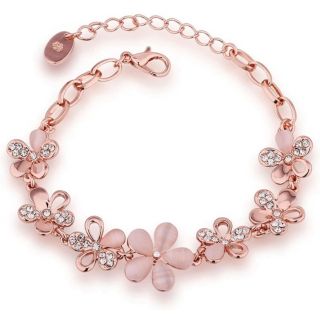 スワロフスキー(SWAROVSKI)のスワロフスキーCZ サクラブレスレットレディース フラワー 桜の花ピンクゴールド(ブレスレット/バングル)