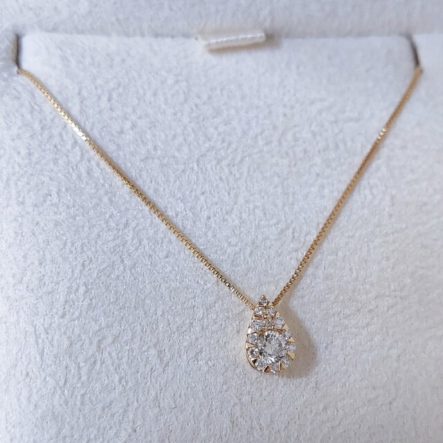 テイクアップ ダイヤモンド ムーンドロップ ネックレス K18YG 0.17ct