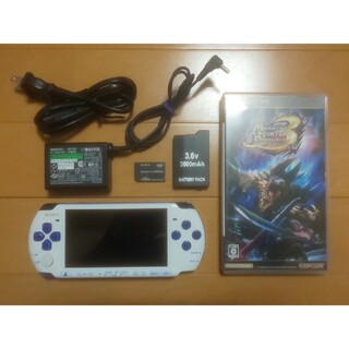 プレイステーションポータブル(PlayStation Portable)の（管126）PSP-3000（ホワイト/ブルー）すぐ遊べるセット(携帯用ゲーム機本体)