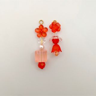 ハンドメイド ピアス イヤリング オタ活 推し活 韓国 赤 レッド #E(ピアス)