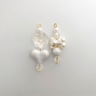 ハンドメイド ピアス イヤリング オタ活 推し活 韓国 白 ホワイト #E(ピアス)